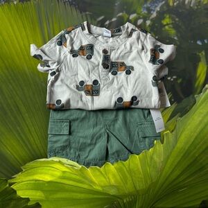 Short-Sleeve Henley T-Shirt & Cargo Shorts for Baby. 12/18M